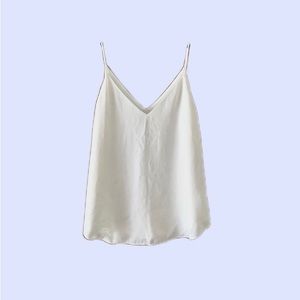 White satin v-neck cami